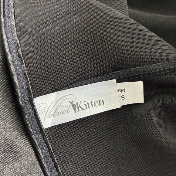 NEW Y2K Velvet Kitten Black Satin Bodysuit Size Small  Coquette - Picture 6 of 7